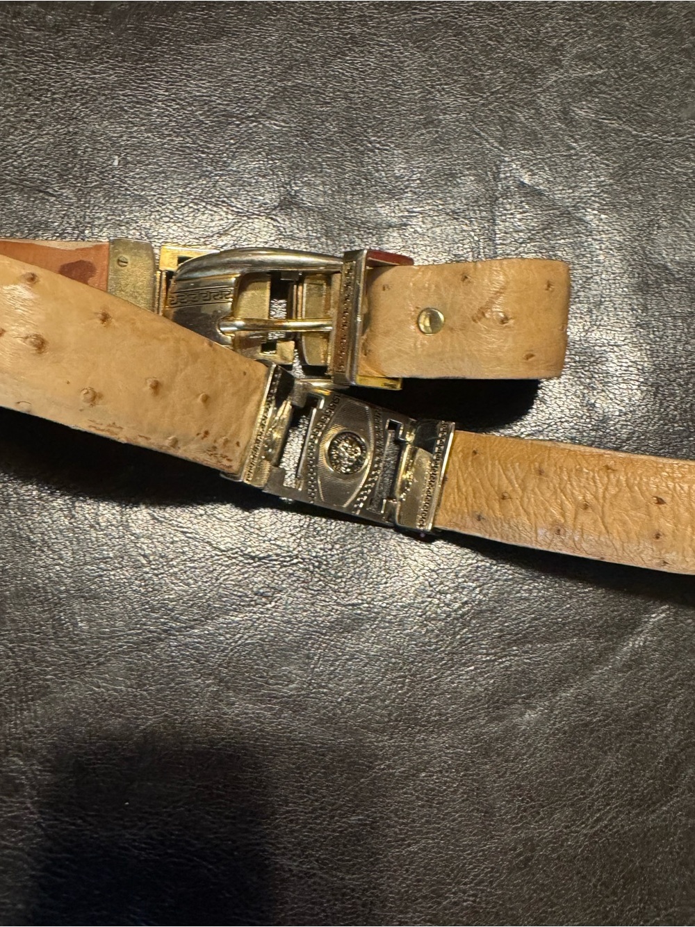 Kids Versage Leather Dress Belt with Gold Buckle